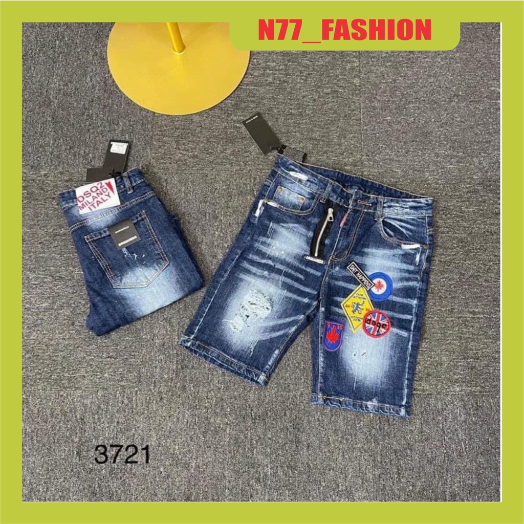Quần short jean nam rách DSQ chất bò vải dày co giãn mẫu mới cao cấp