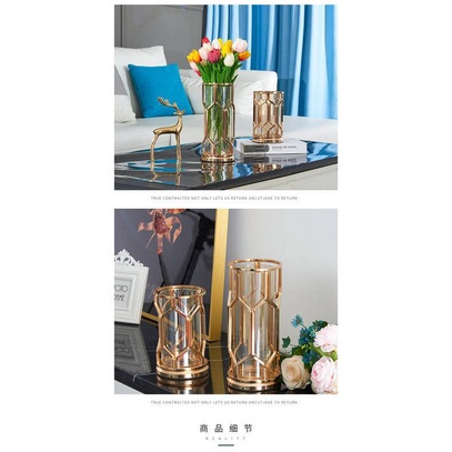 Modern Light Luxury Metal Glass Glass Metal Đồ trang trí Mỹ Phong cách phòng khách Bàn ăn Hiên Trang sức TV Tủ hoa Chai 6.5