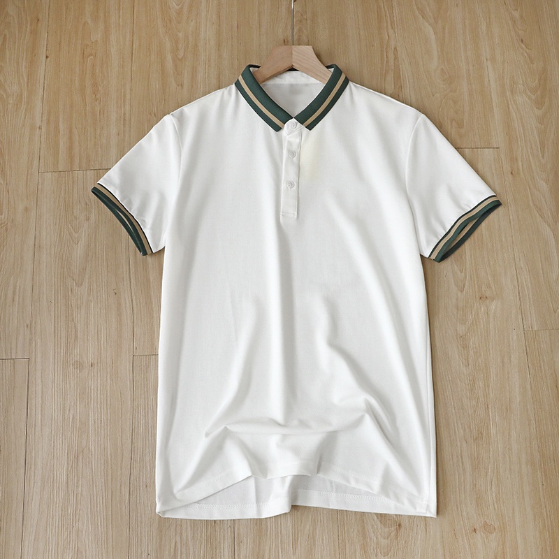 Áo Polo Nam FEEL GOOD cổ bẻ tay ngắn basic màu Đen Trắng VIỀN CỔ KẺ SỌC vải cá sấu cotton cao cấp xuất xịn chuẩn form