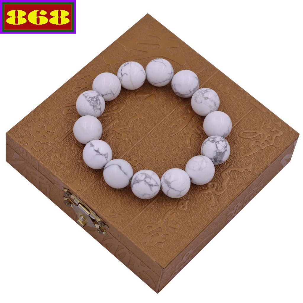 Vòng chuỗi đeo tay đá howlite 14 ly 14 hạt - Chuỗi tay phong thủy