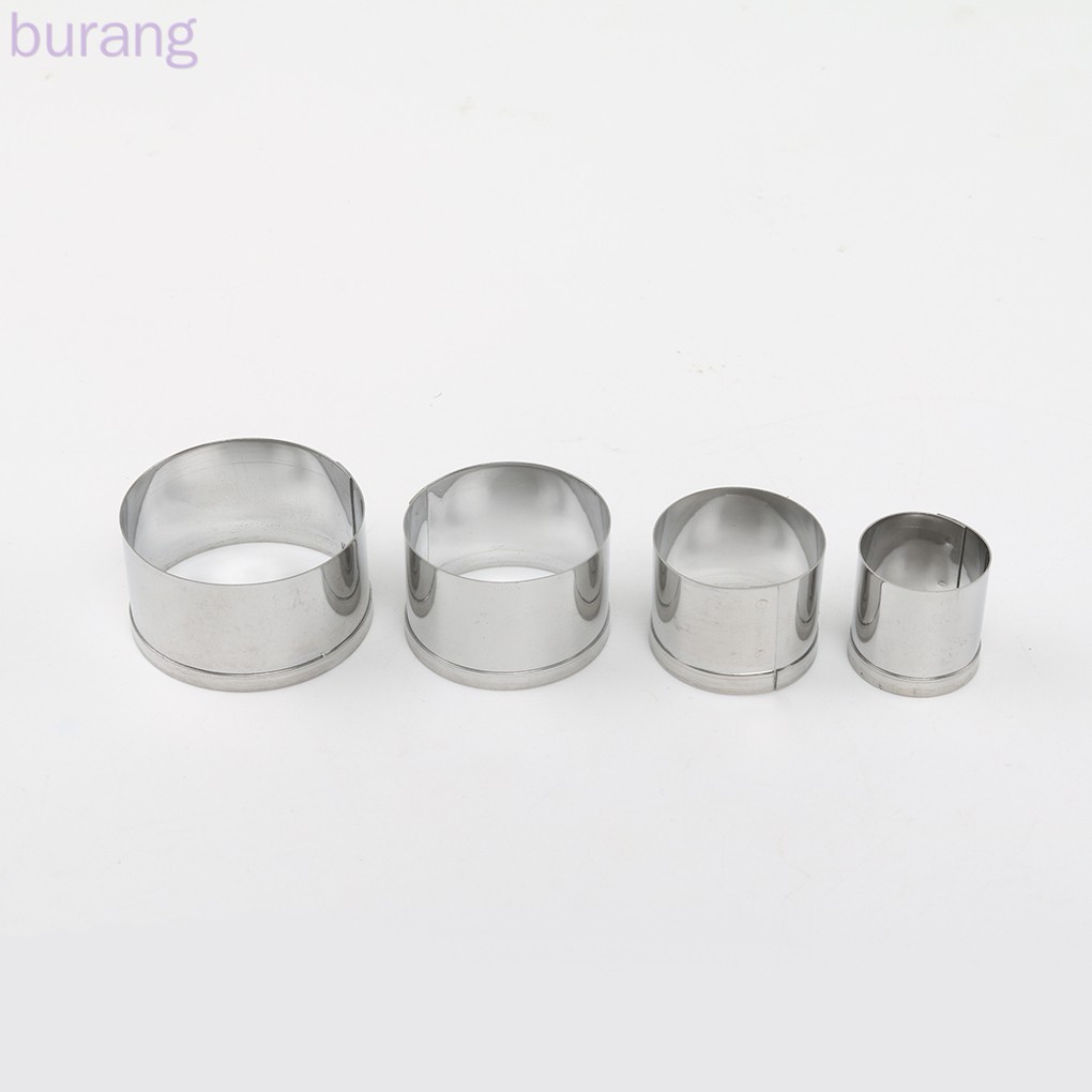 Set 4 khuôn cắt bánh quy trang trí hình tròn bằng thép không gỉ