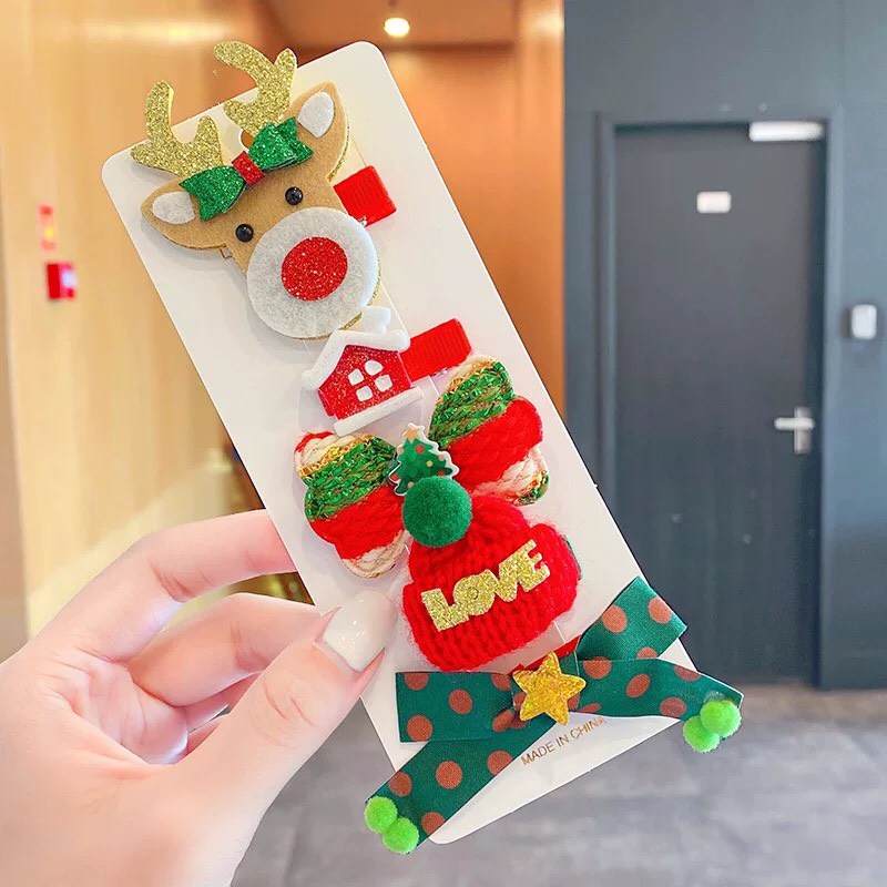 Set Kẹp Tóc Noel, Kẹp Tóc Giáng Sinh Nhiều Hoạ Tiết Dễ Thương