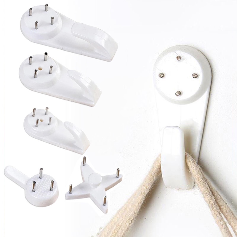 Móc Treo Khung Ảnh Gắn Tường Bằng Nhựa Trắng Không Để Lại Dấu Vết