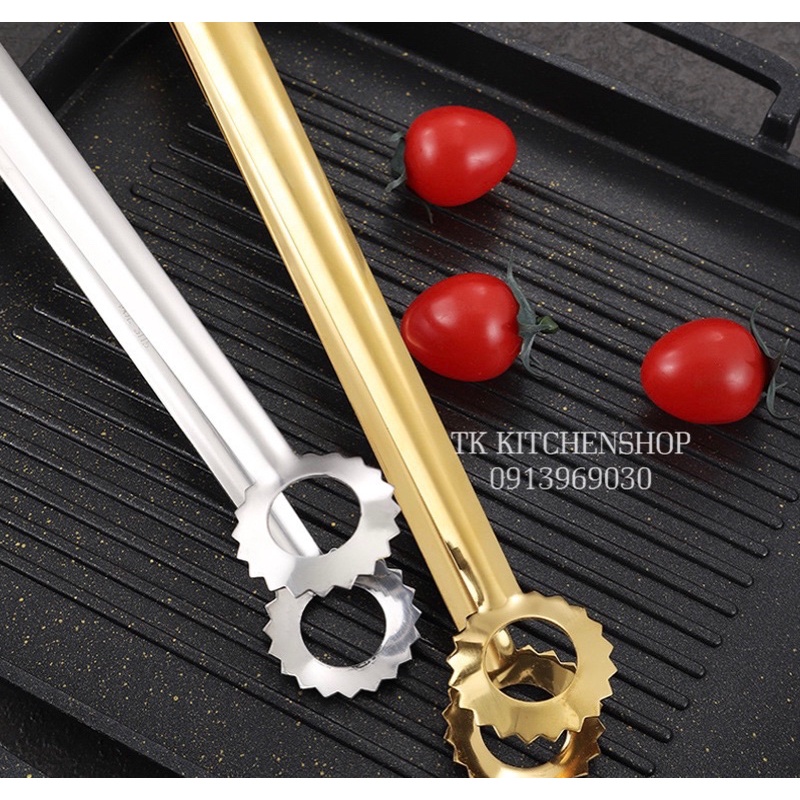 Kẹp gắp đồ ăn bằng inox hình bông tuyết dài 31cm, hai màu sang trọng, chuyên dụng cho khách sạn quán ăn bbq an toàn vstp