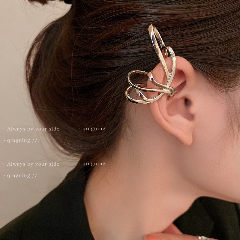 Khuyên tai DREJEW 3 dạng kẹp không xỏ khuyên bằng kim loại hình bướm phong cách thời trang Hàn Quốc