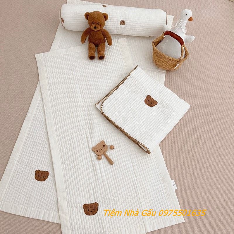 Chăn Ga Gối Nệm Gắn Gấu Hàn Quốc cho bé Dottodot hàng cao cấp ảnh thật