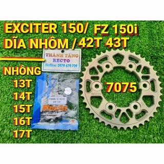 NHÔNG DĨA NHÔM 7075 42T 43T EXCITER 150/FZ150i SIÊU CỨNG NHÔNG 13T 14T 15T 16T 17T
