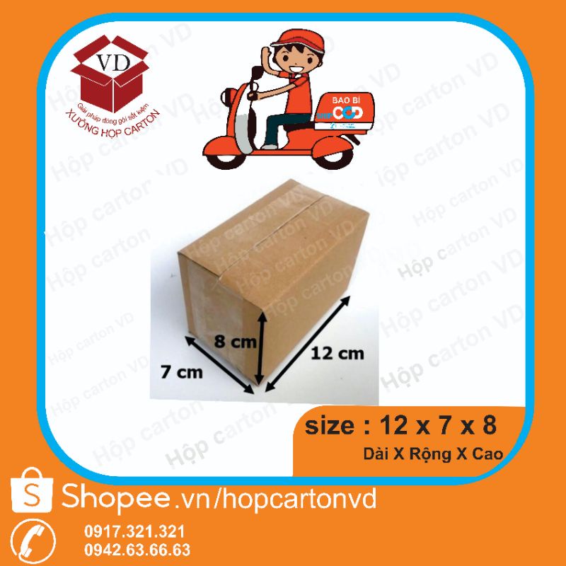 Hộp carton đóng hàng 12*7*8