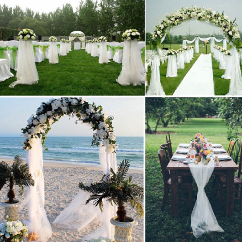 Vỏ Bọc Ghế Ngồi Dài 10M / 10M Chất Liệu Vải Organza Trang Trí Tiệc Cưới