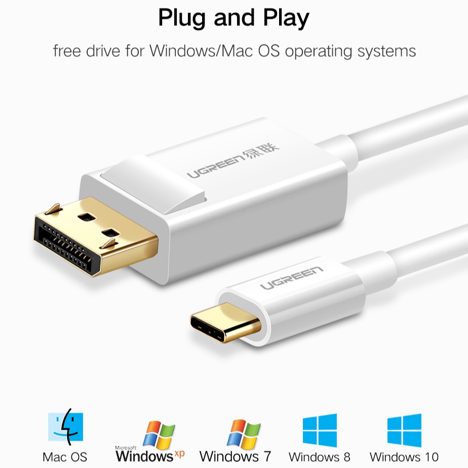 Ugreen Cáp Chuyển Đổi Usb C DP 4K Sang Cổng Hiển Thị Cho Laptop Với Cổng Type-C