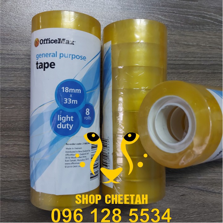 Băng dính văn phòng phẩm trong – Cây 8 cuộn (18mm*33m) - General Purpose Tape – Sản phẩm của New Zealand