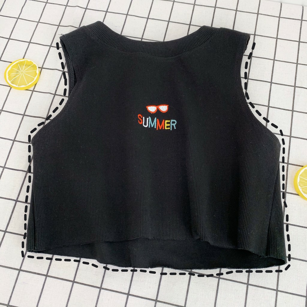 Áo Croptop Thêu SUMMER Ulzzang (3 Màu)