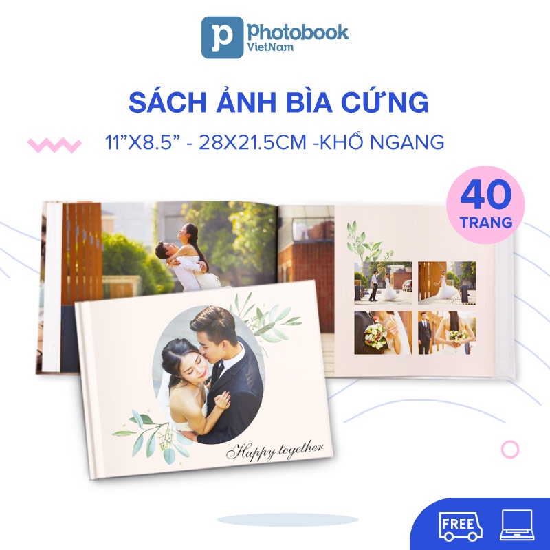   In sách ảnh cưới bìa cứng 40 trang khổ ngang 28x 21.5cm - tự thiết kế trên web Photobook