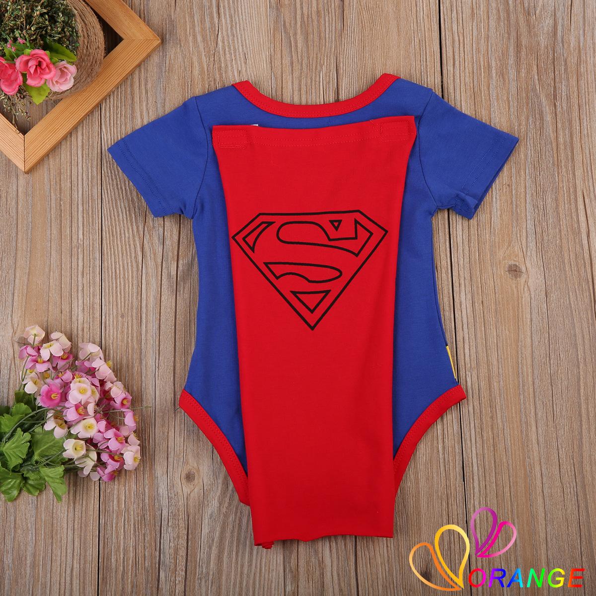 Áo Liền Quần Ngắn Tay In Hình Superman Cho Bé Trai Sơ Sinh Từ 0-24 Tháng Tuổi