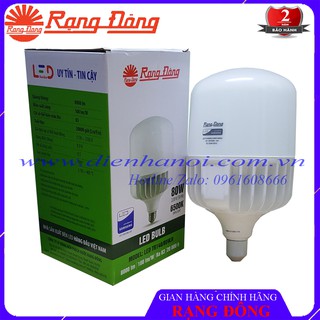Bóng LED trụ 80W Rạng Đông - vỏ nhôm đúc tản nhiệt cao cấp chipLED SAMSUNG