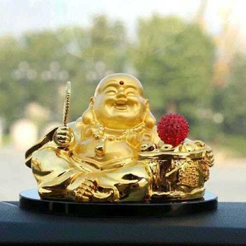 Tượng Phật Di Lặc chạy năng lượng mặt trời để bàn làm việc và taplo ô tô