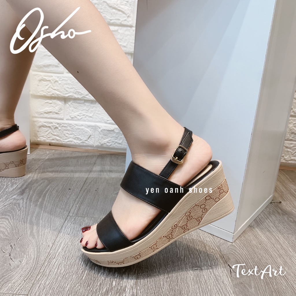 Sandal Cao Gót Nữ Cao Cấp OSHO Thiết Kế Quai Bản To Chắc Chân, Đế Xuồng Gót Cao 5cm Tôn Dáng