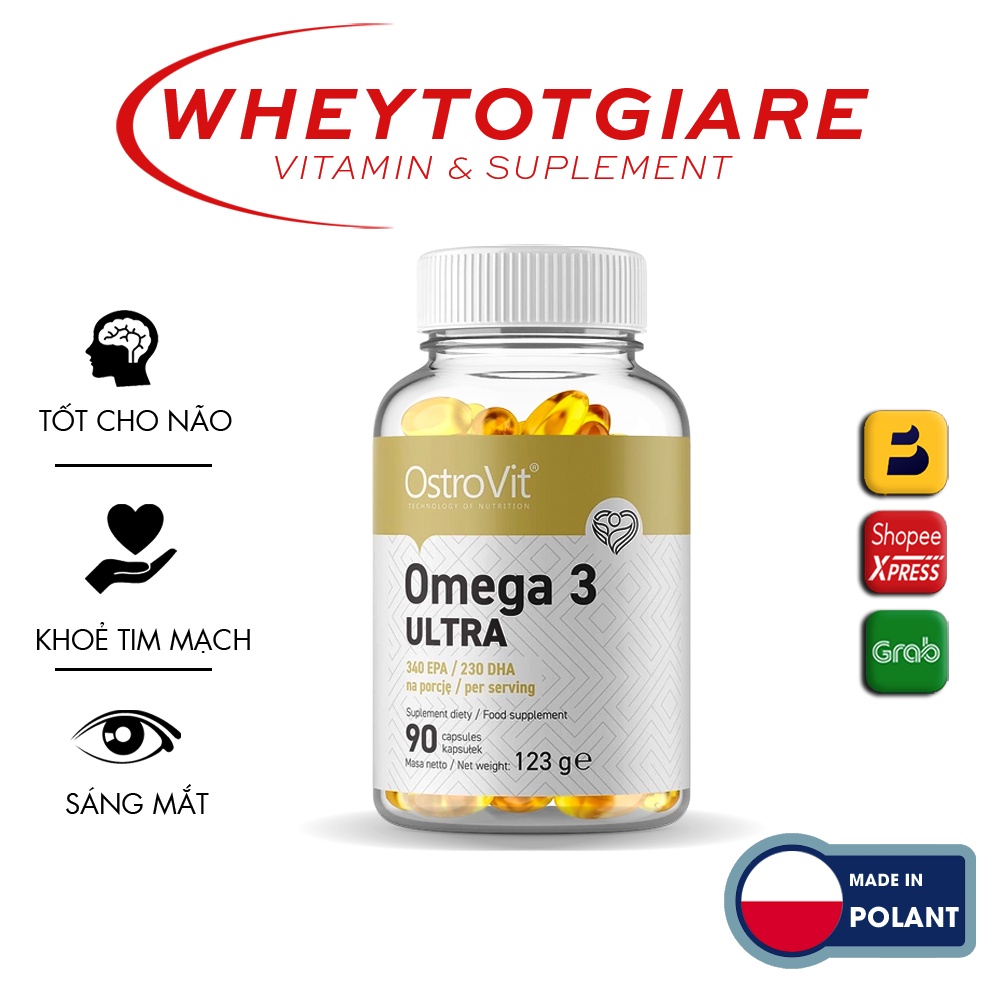 Vitamin ULTRA OMEGA3 OSTROVIT 90 Viên,Hàm Lượng Cao,Cải Thiện Trí Nhớ,Sáng Mắt Đẹp Da-Hãng Phân Phối