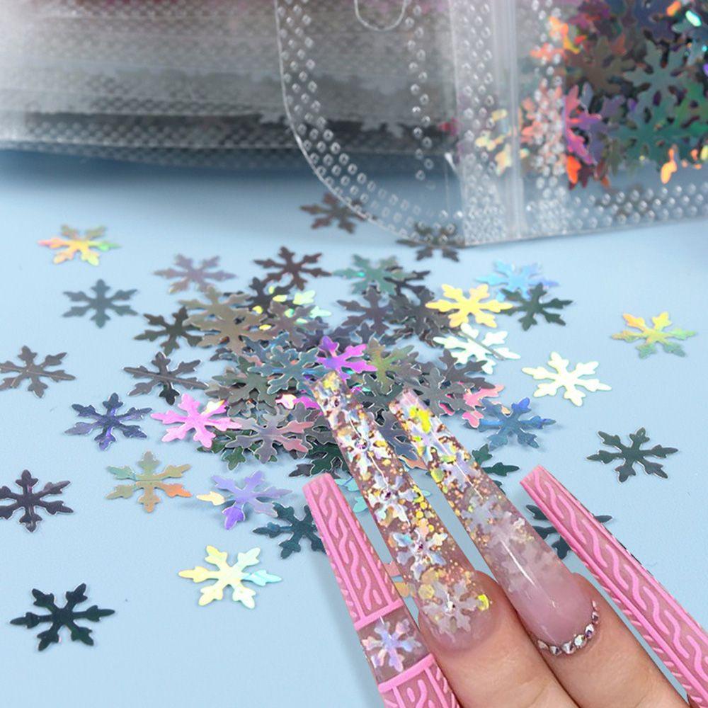 Hộp Sequin Hình Bông Tuyết Lấp Lánh Thời Trang Dùng Trang Trí Móng Tay DIY
