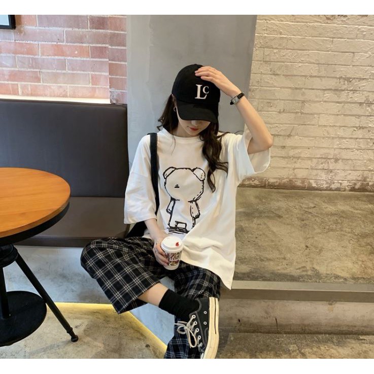 Áo thun tay lỡ  ❤️ Áo phông Unisex GẤU TEDDY form rộng Freesize dành cho nam nữ Molly Fashion