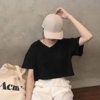 Áo CROPTOP Nữ hở eo cổ tim/cổ tròn trơn