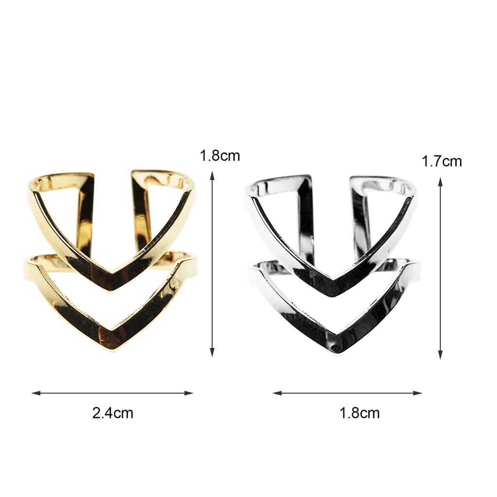 Nhẫn Đeo Tay Kim Loại Tạo Hình Chữ V Thời Trang Cho Nữ