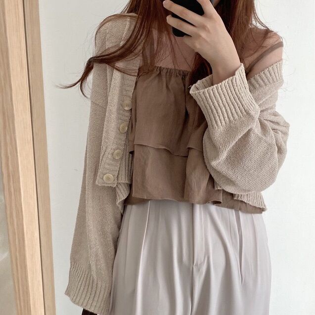 Áo hai dây croptop thiết kế bèo xếp nếp thời trang mới 45116