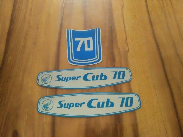 Bộ tem dán mặt nạ ốp hông Super Cub 70 màu xanh phản quang