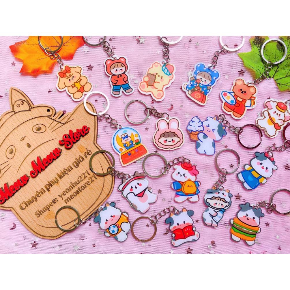 ❣️Ảnh thật ❣️ Được Chọn Mẫu- Móc Khoá Icon Sticker Hoạt Hình Bò Sữa Móc Balo Chìa Khoá❣️GIÁ SỈ