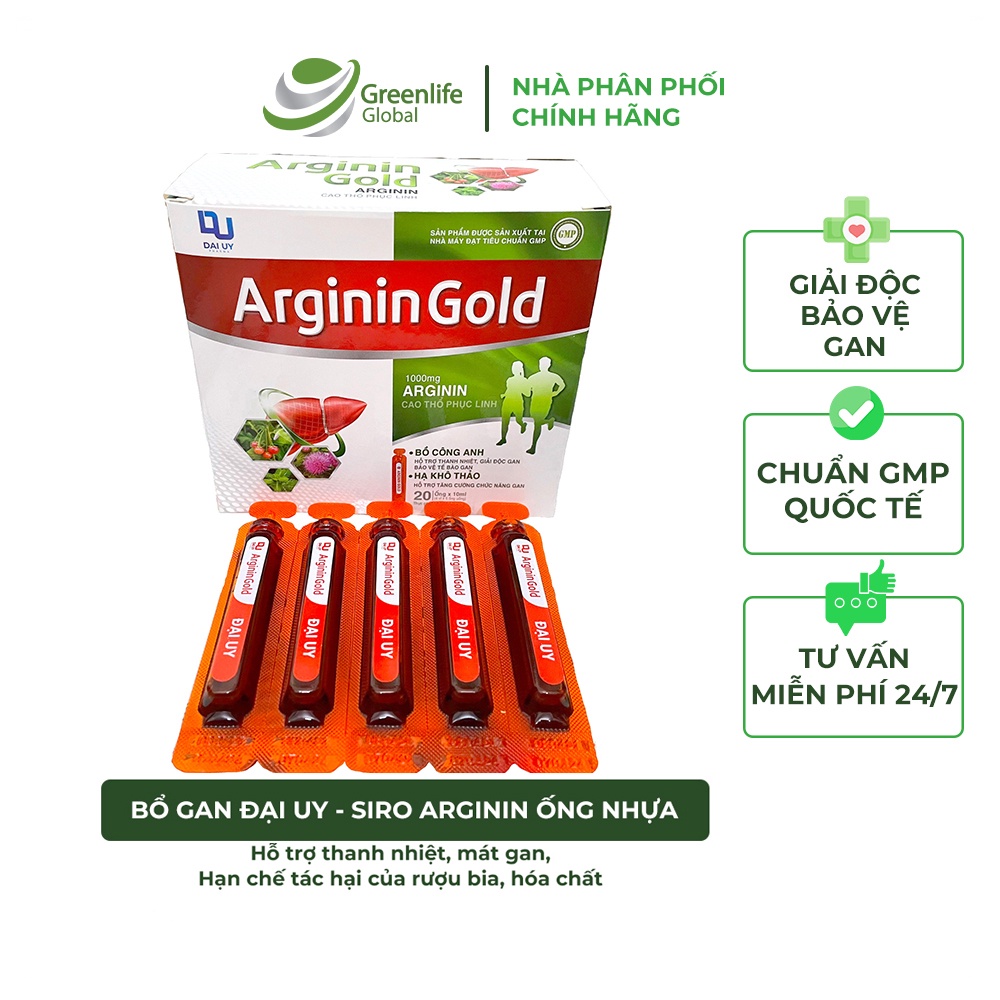Siro Bổ gan Arginin ống nhựa Đại Uy mát gan, lợi mật, giải độc cơ thể (20 ống)