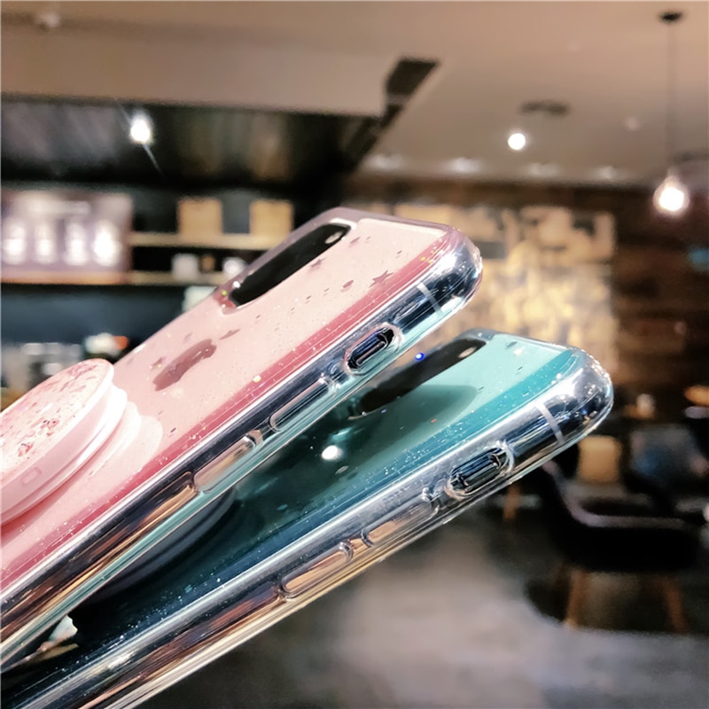 Ốp điện thoại đính kim tuyến lấp lánh có giá đỡ cho Huawei P20 P30 Pro P40 Lite Honor 20 Pro Nova 5T 3e 4e 3i 3 2i