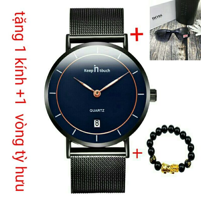 🔔Đồng hồ nam siêu mỏng KEEP IN TOUCH Hàn Quốc dây thép chống gỉ cao cấp