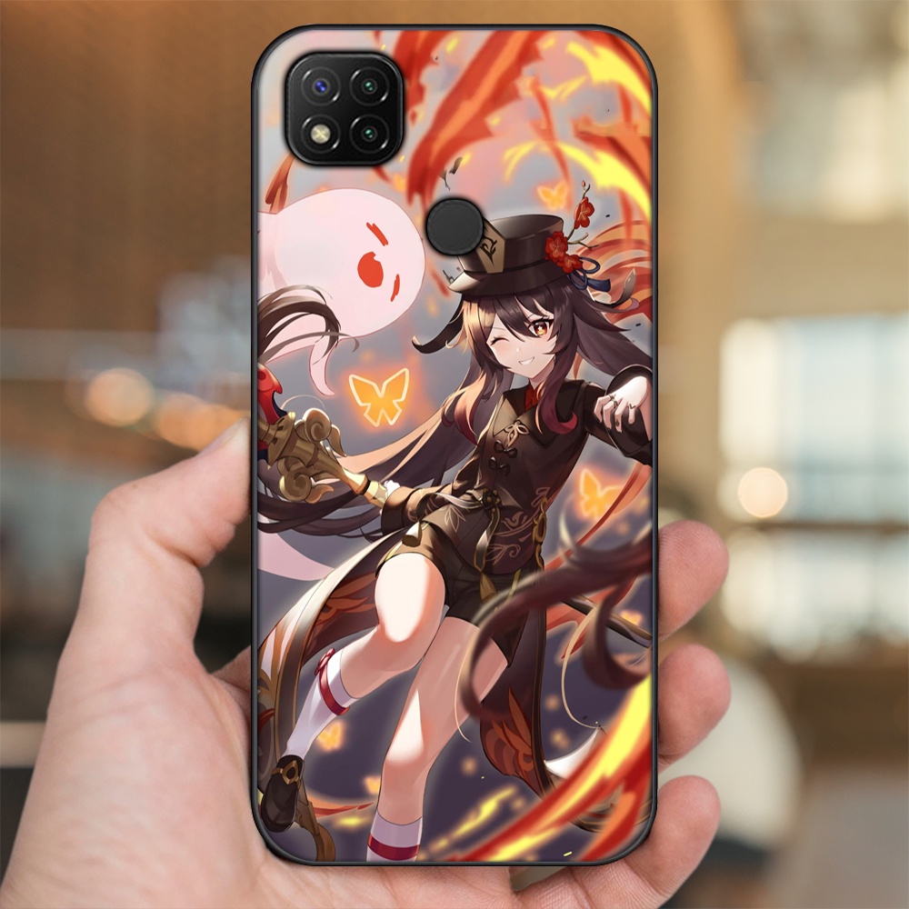Ốp lưng Xiaomi Redmi 9C viền đen in hình Hutao Genshin Impact