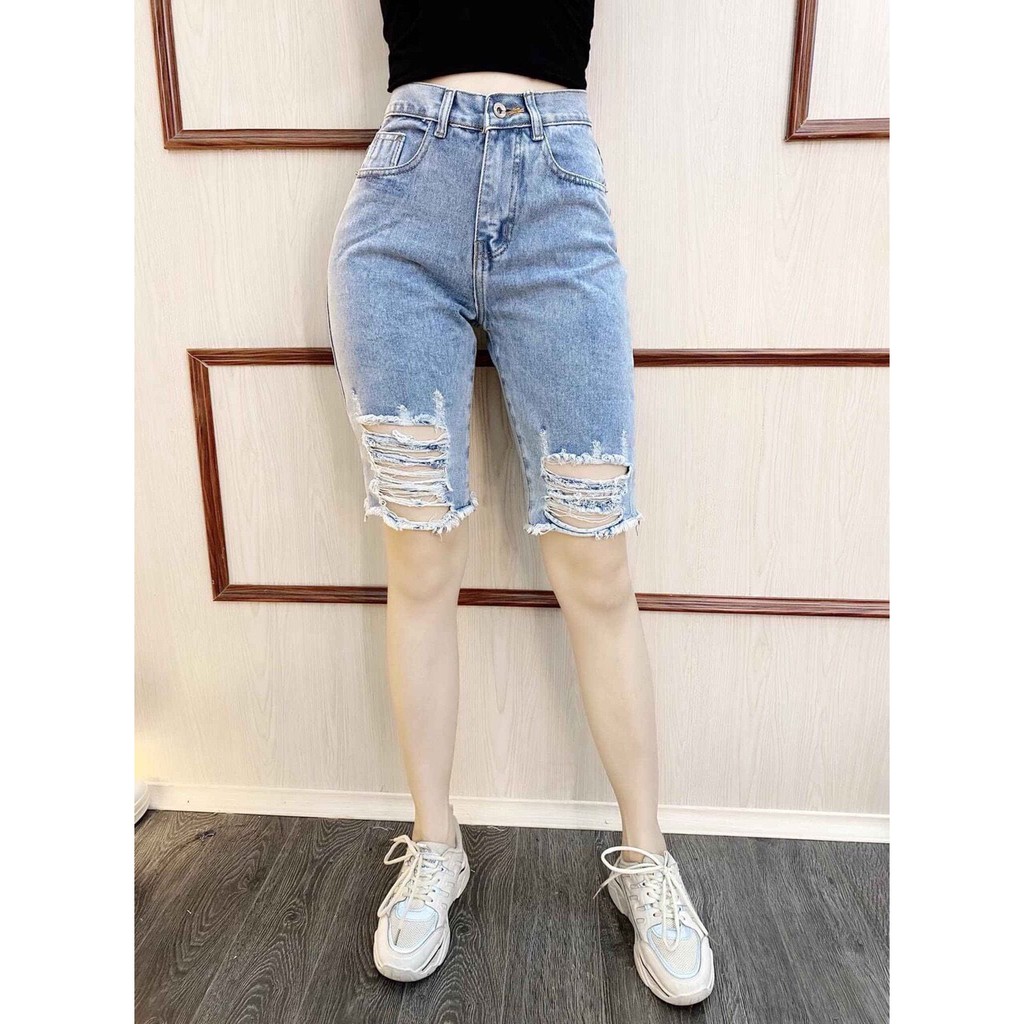 quần jean ngố rách 2 BÊN HÌNH U 4017 LL-4