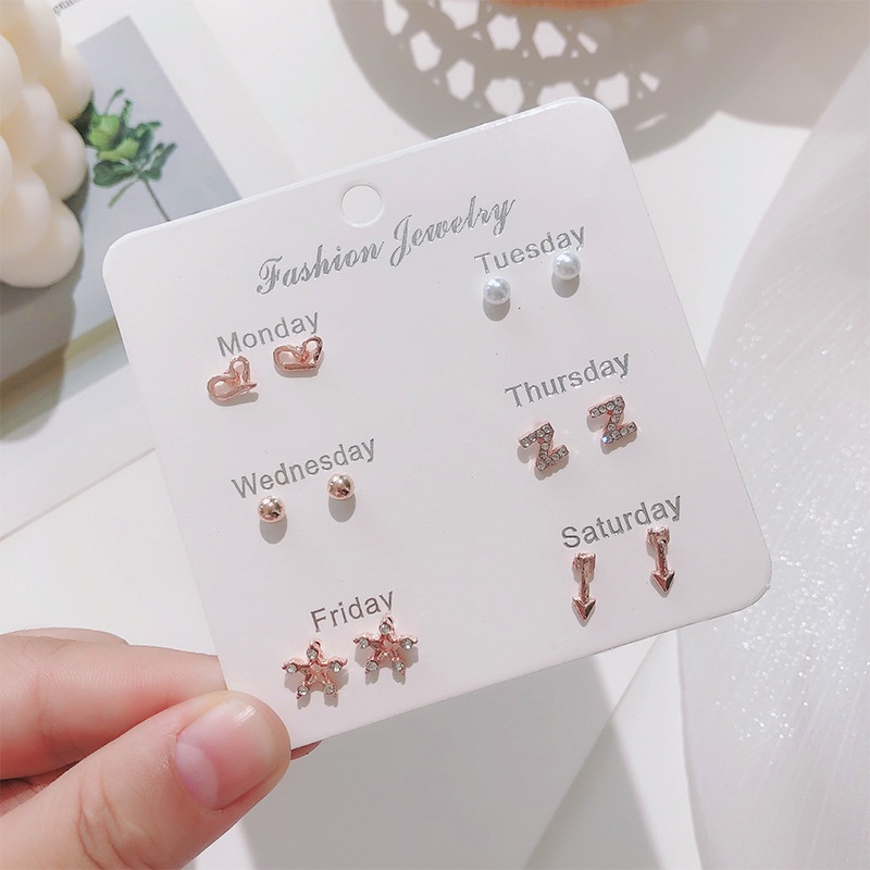 Set 6 đôi khuyên tai thời trang Hàn Quốc dành cho nữ