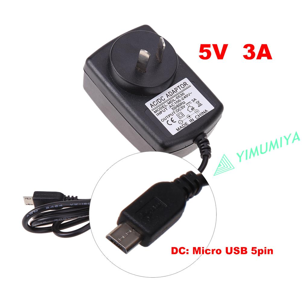 YI AU AC to DC 5V 3A Micro USB Power Supply Adapter for Windows Android Table