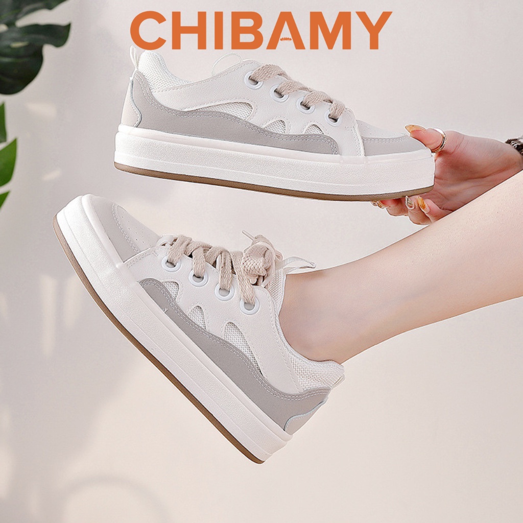 Giày thể thao nữ đế bằng WARRIOR, Giày Sneaker nữ CHIBAMY đế bánh mì dáng basic cao 3 phân