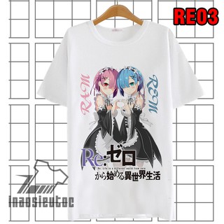 🔥HOT🔥 🔥FLASH SALE🔥 Áo thun Rem Ram đẹp giá rẻ | Áo in hình Re:zero anime cực dễ thương