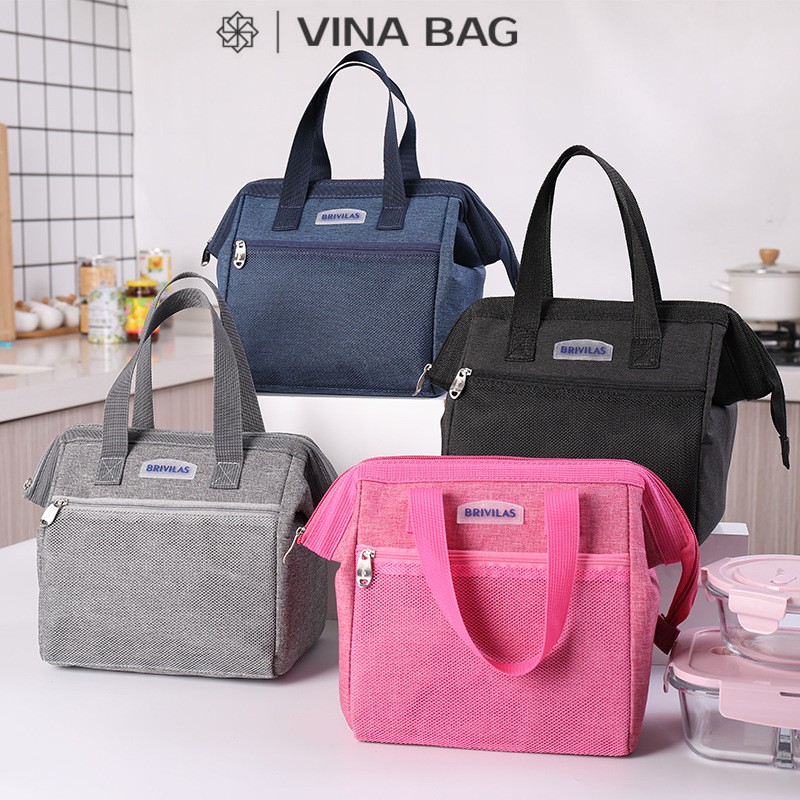 Túi Đựng Cơm đa năng, giữ nhiệt ,tiện lợi BRIVILAS cao cấp có 3 lớp giữ nhiệt nóng, lạnh (size 22x18x22 cm)