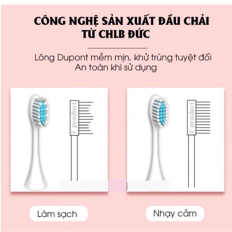 Bàn chải đánh răng điện siêu âm với lông bàn chải mềm IPX7 theo tiêu chuẩn USA