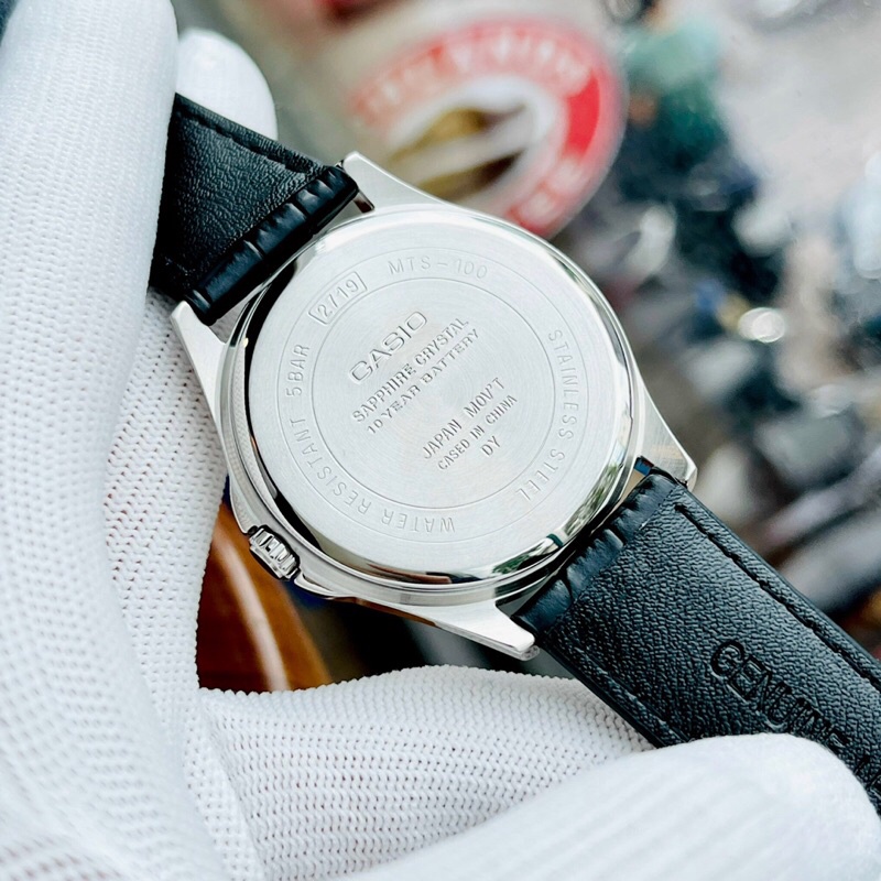 Đồng hồ kim nam dây da Casio MTS 100L 1A