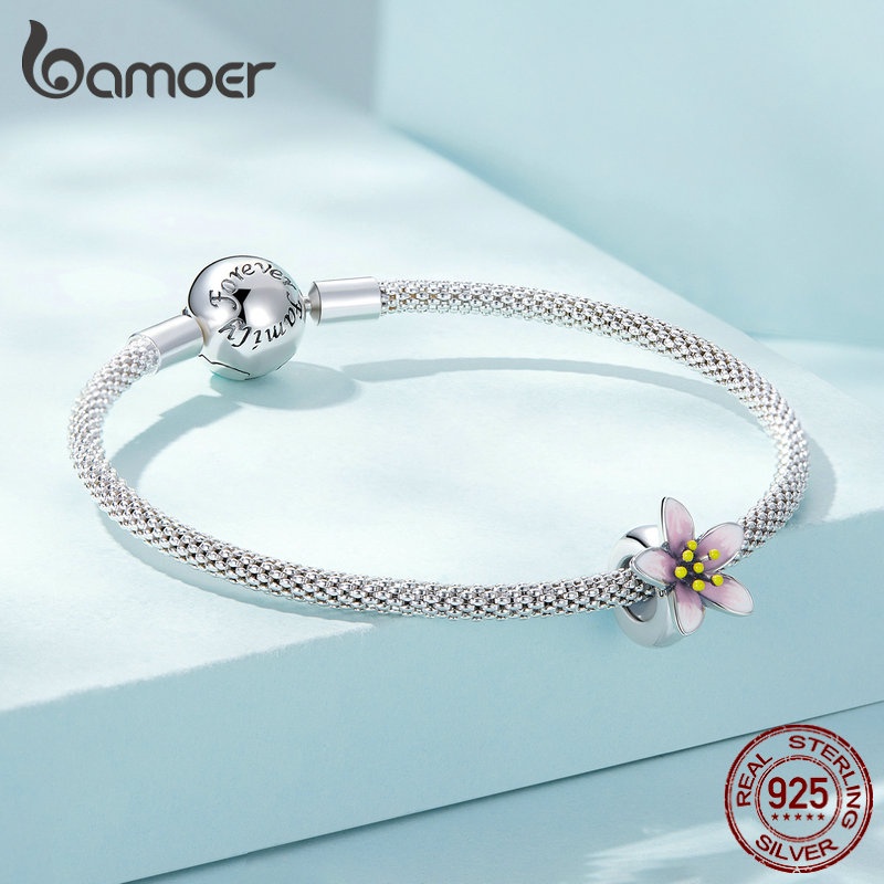 Mặt vòng cổ BAMOER bạc 925 hình hoa anh đào