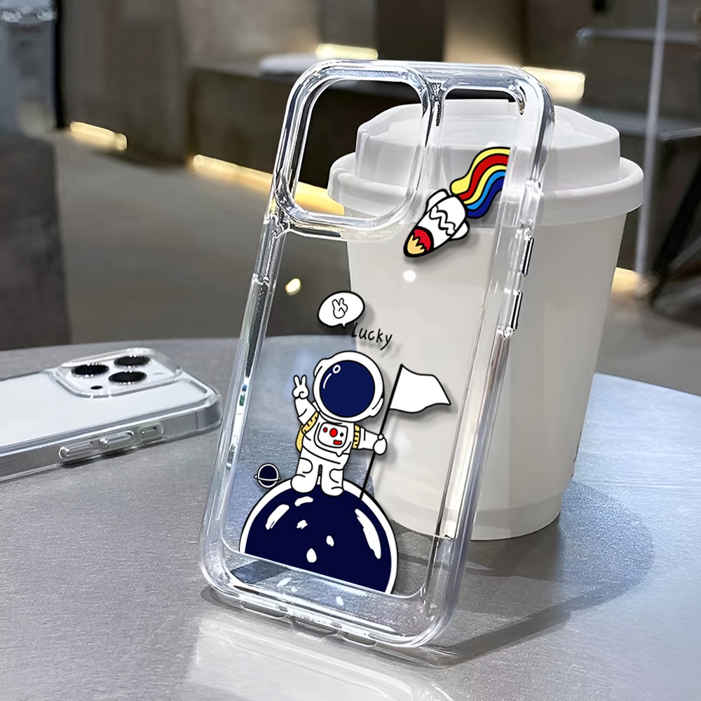 Ốp Điện Thoại Trong Suốt Hình Phi Hành Gia Cho iphone 14 Plus 11 13promax 12 7Plus X XS Max 7 8