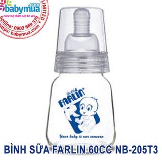Bình sữa Farlin thủy tinh chịu nhiệt 60cc NB-205