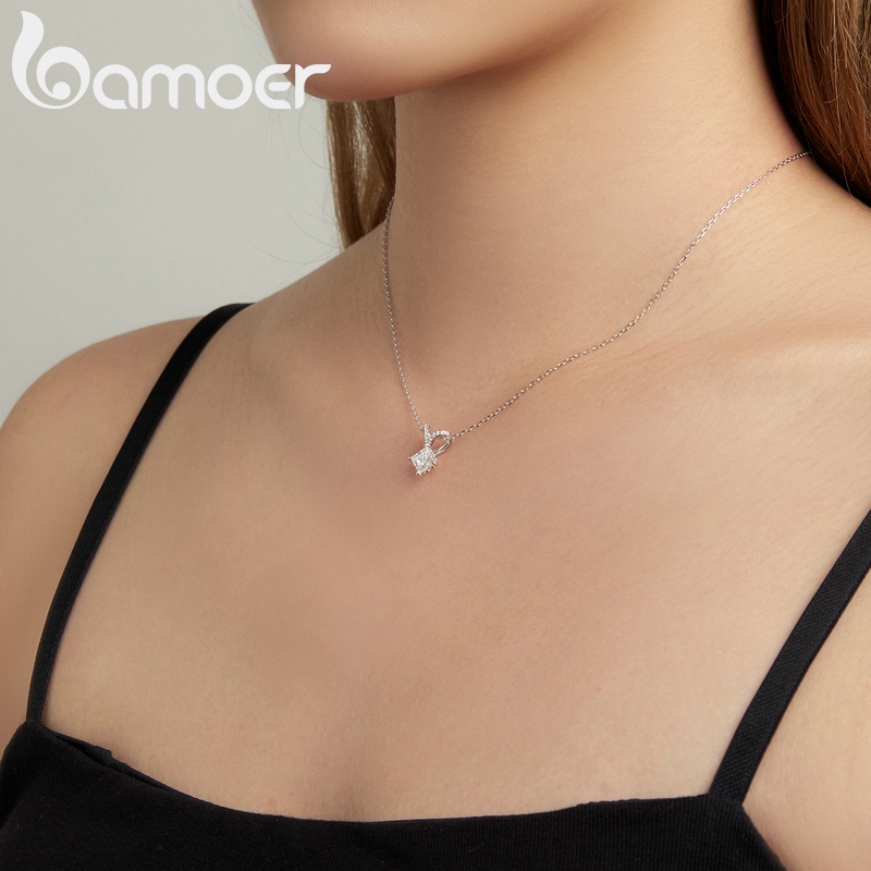 Dây chuyền Bamoer bạc 925 đính đá zircon 43cm thời trang dành cho nữ