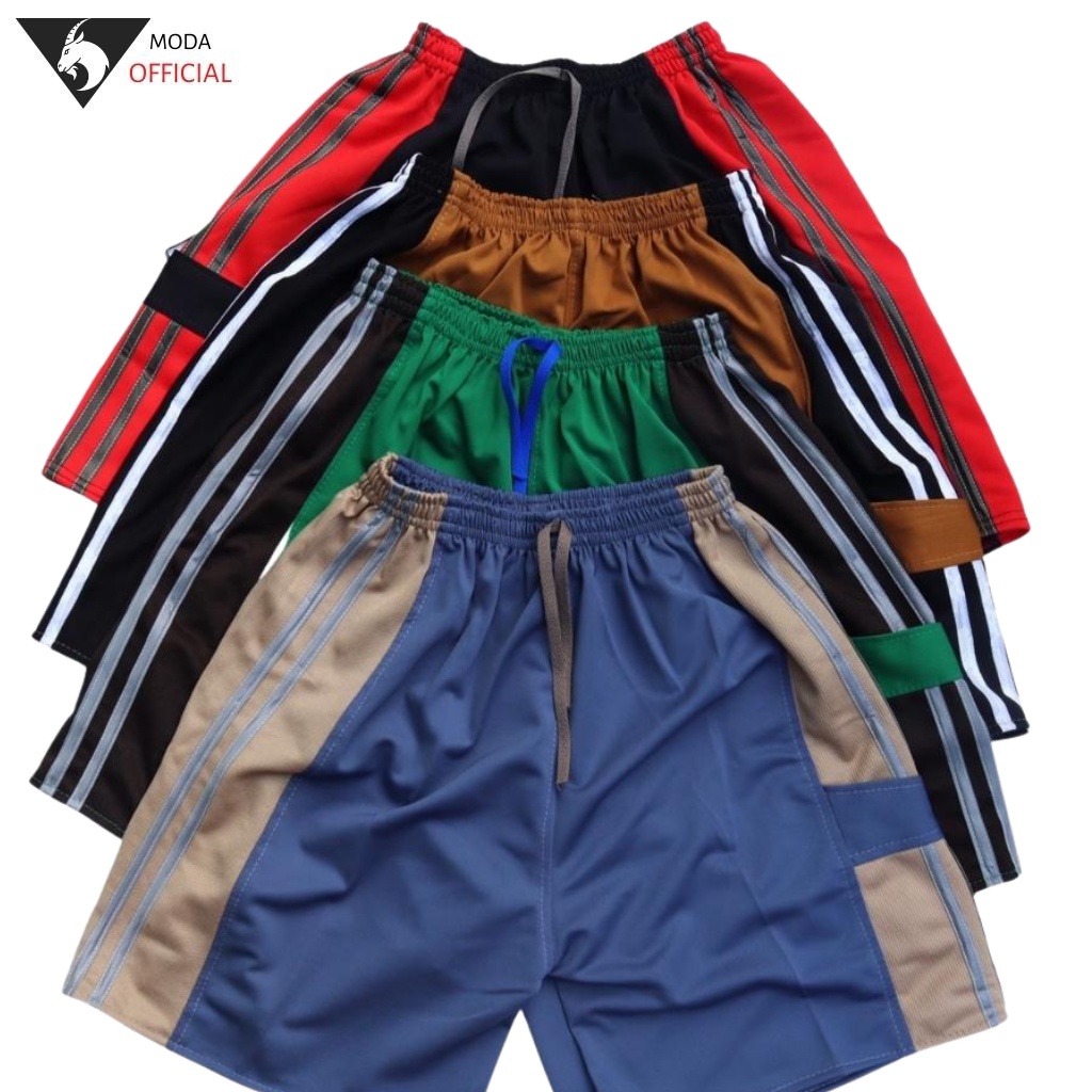 Combo 3 Quần Short Đùi Nam  MODA  Sọc 115 - Quần short Nam Vãi Thun Thấm Hút Tốt ONE SIZE TỪ 49-74KG