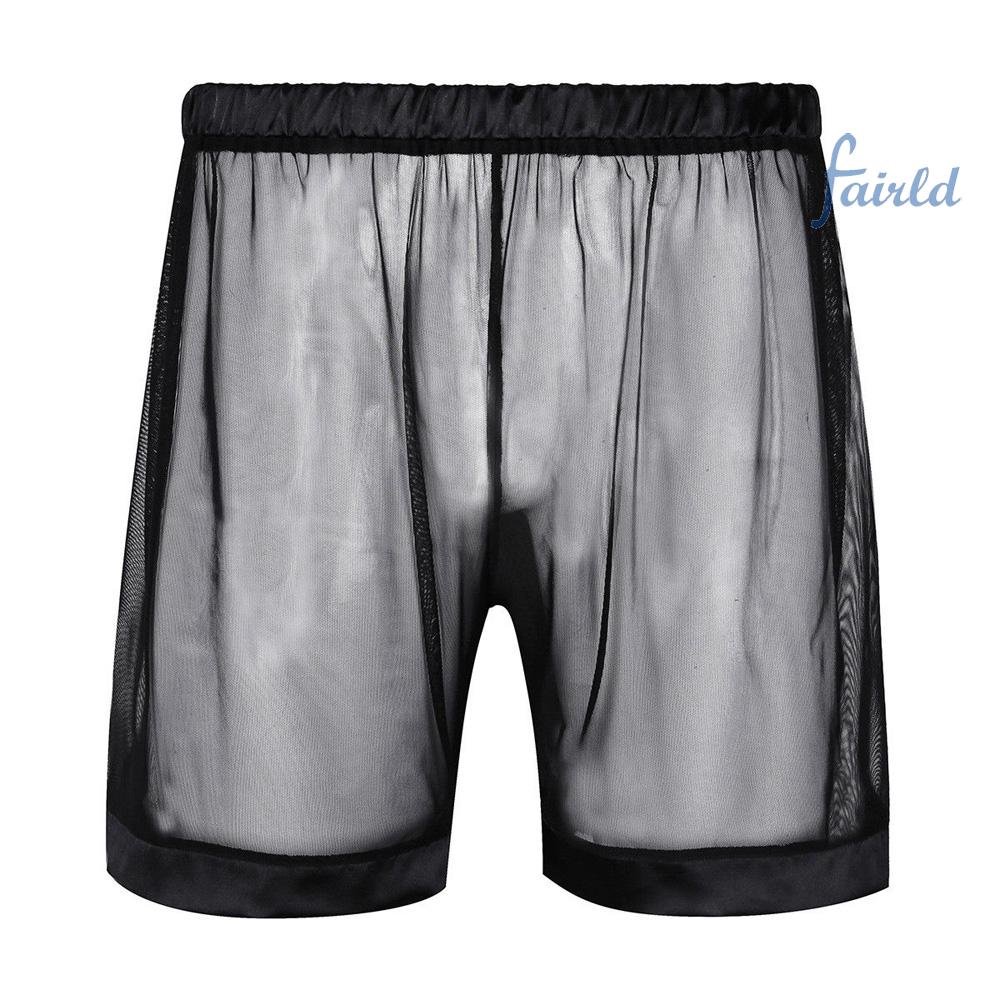 Quần đùi lót boxer vải lưới xuyên thấu form rộng quyến rũ dành cho nam