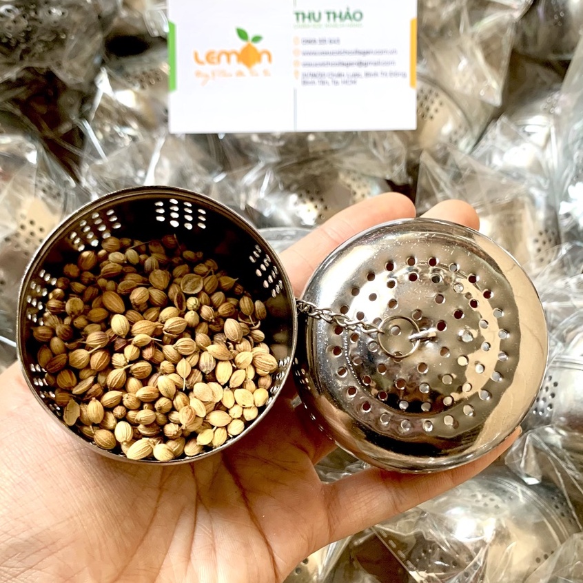 Bóng lọc trà, lọc gia vị, thảo mộc bằng inox cao cấp không gỉ, có dây treo tiện lợi