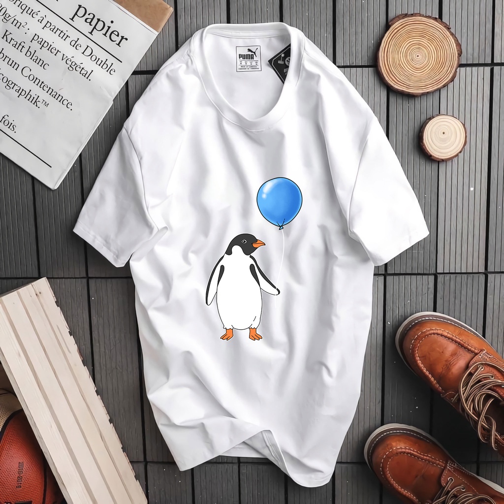 Áo thun trắng mang hình chim cánh cụt chất dễ thương hàng mới về sll - ma25