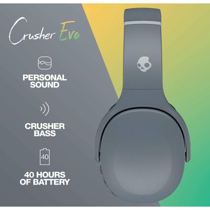 Tai nghe Skullcandy Crusher Evo Wireless Over Ear Headphone (có thanh Bass điều chỉnh tùy ý) - Bảo hành 12 tháng chính h